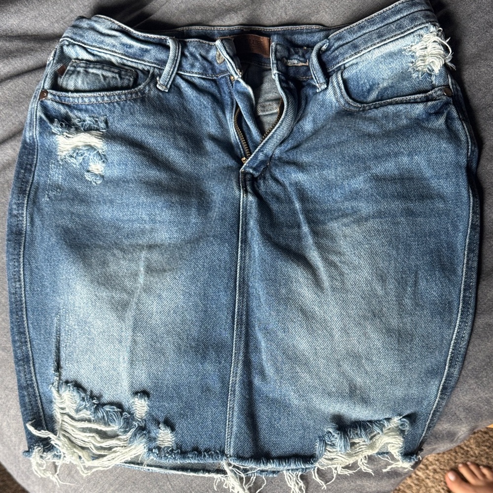 Distressed Denim Skirt
